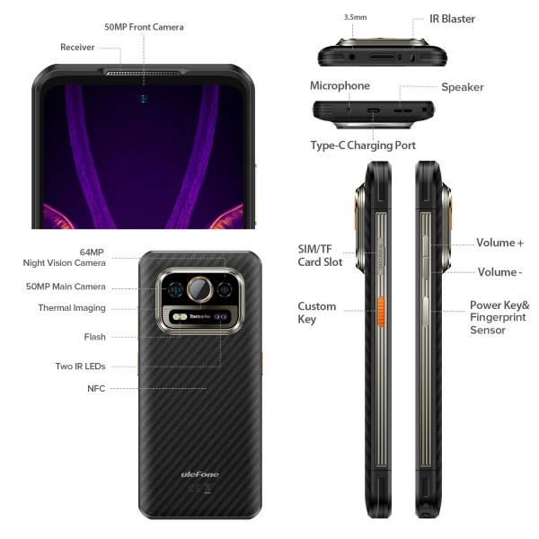 Ulefone Armor 25T Pro 5G Termal Kameralı Android 14 Sağlam Telefon