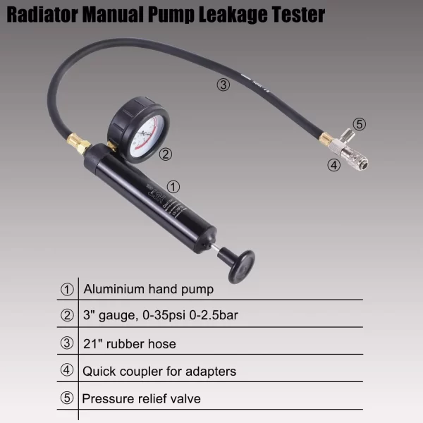 Radyatör Basınç Test Cihazı Soğutma Suyu Vakum Dolum Kiti
