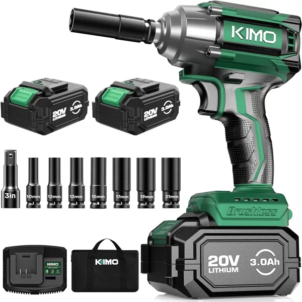 KIMO Akülü Darbeli Anahtar, 3000 RPM ve Maksimum Tork 350 ft-lbs (475N.m)