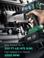 KIMO Akülü Darbeli Anahtar, 3000 RPM ve Maksimum Tork 350 ft-lbs (475N.m)