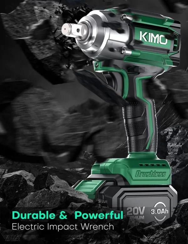 KIMO Akülü Darbeli Anahtar, 3000 RPM ve Maksimum Tork 350 ft-lbs (475N.m)