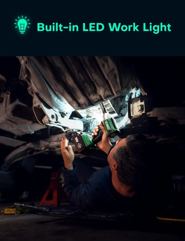 KIMO Akülü Darbeli Anahtar, 3000 RPM ve Maksimum Tork 350 ft-lbs (475N.m)