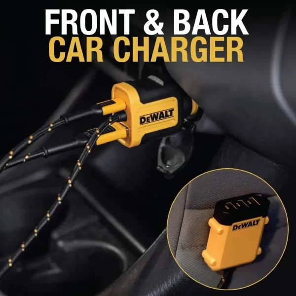 DEWALT 5 Portlu Ön ve Arka Koltuk Mobil USB PD 72W Araç Şarj Adaptörü