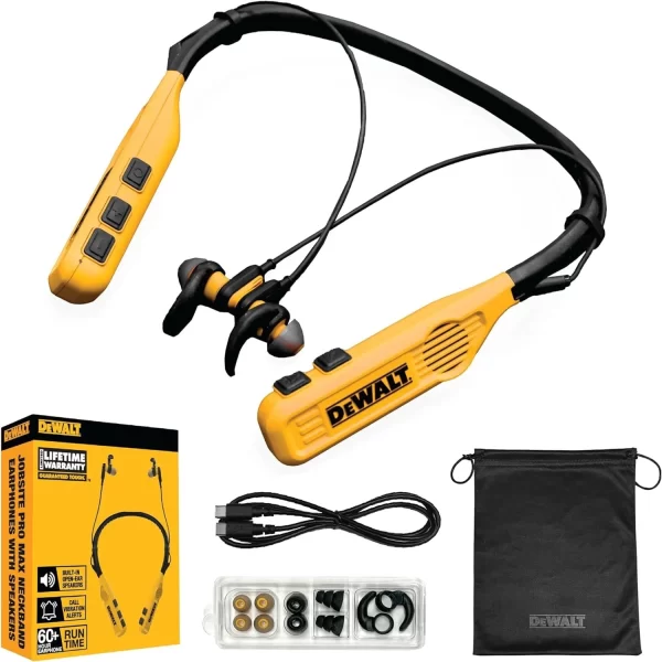 DEWALT 2'si 1 Arada Boyun Askılı Bluetooth Kulaklık Dahili Hoparlörler