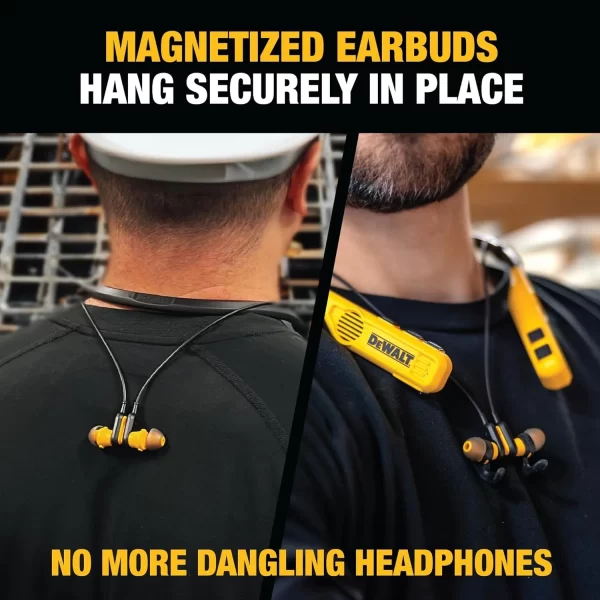 DEWALT 2'si 1 Arada Boyun Askılı Bluetooth Kulaklık Dahili Hoparlörler