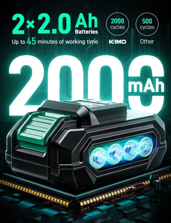 KIMO 20V Akülü Cırcır Anahtarı 3/8 Set 74 Ft-lbs 400 RPM Elektrikli Cırcır Anahtarı
