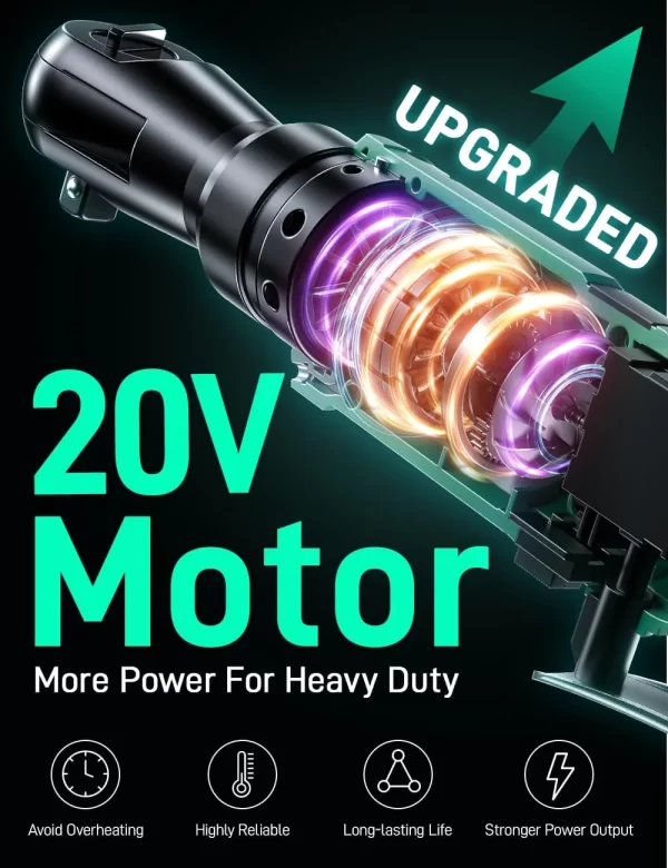 KIMO 20V Akülü Cırcır Anahtarı 3/8 Set 74 Ft-lbs 400 RPM Elektrikli Cırcır Anahtarı