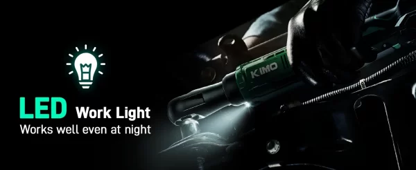 KIMO 20V Akülü Cırcır Anahtarı 3/8 Set 74 Ft-lbs 400 RPM Elektrikli Cırcır Anahtarı