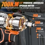 Protmex Darbeli Şarjlı 700 NM 3300RPM Fırçasız Yüksek Torklu Darbeli Motor