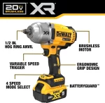 DEWALT 20V MAX Akülü Darbeli Somun Sıkma Tabancası 4 Modlu Hız Ayarlı