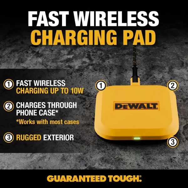 DEWALT Hızlı Kablosuz Şarj Pedi Tip C Kablo ve AC Adaptörü Dahil