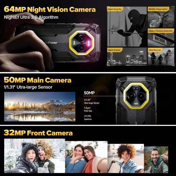 Ulefone Armor Mini 20 Pro 5G 16 GB + 256 GB 6200 mAh, 64 MP Gece Görüşü