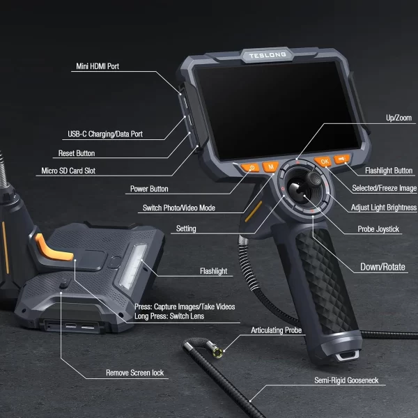 Teslong 360 Eklemli Boroskop 4 Yönlü Joystick Muayene Kamerası