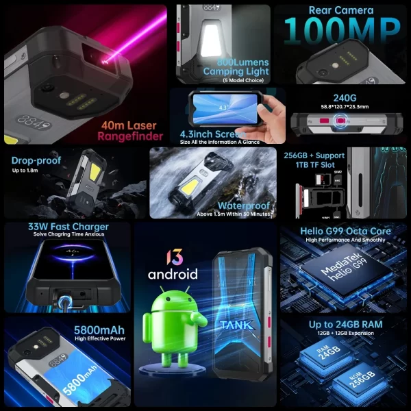 Tank Mini, 4.3" Android 13 16GB RAM + 256GB ROM 5800mAh