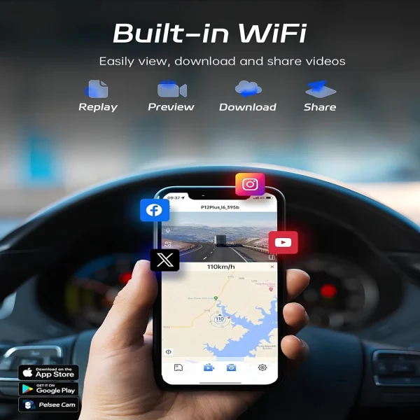 P12 Plus 4K ADAS ve BSD'li Dikiz Aynası Kamerası, 5.8GHz WiFi Aynalı Ön ve Arka Kamera