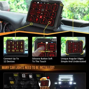 Auxbeam 12 Çeteli Anahtar Paneli RB120 Çok İşlevli
