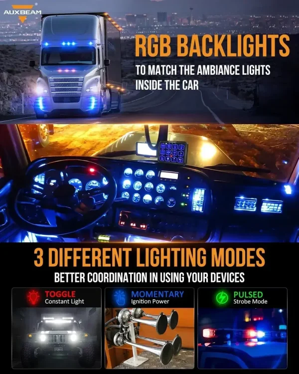 Auxbeam 12 Çeteli Anahtar Paneli RB120 Çok İşlevli