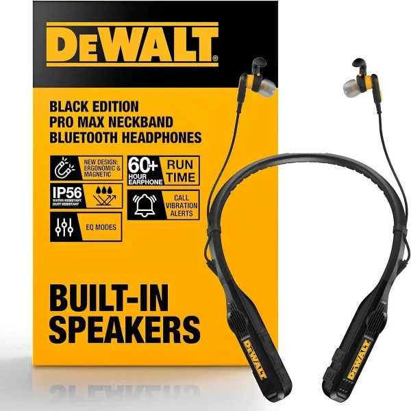 Dewalt Ağır Hizmet Tipi Siyah Sürüm 2'si 1 Arada Boyun Askılı Bluetooth Kulaklık