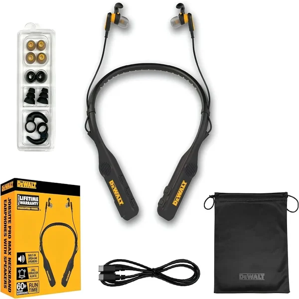 Dewalt Ağır Hizmet Tipi Siyah Sürüm 2'si 1 Arada Boyun Askılı Bluetooth Kulaklık