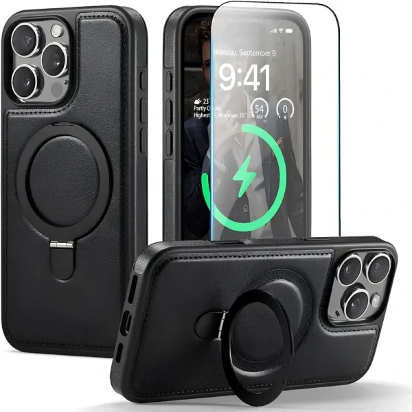 iPhone 16 Pro Max Kılıf ve Standı Magsafe Slim PU Deri