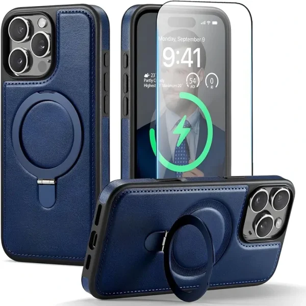 iPhone 16 Pro Max Kılıf ve Standı Magsafe Slim PU Deri