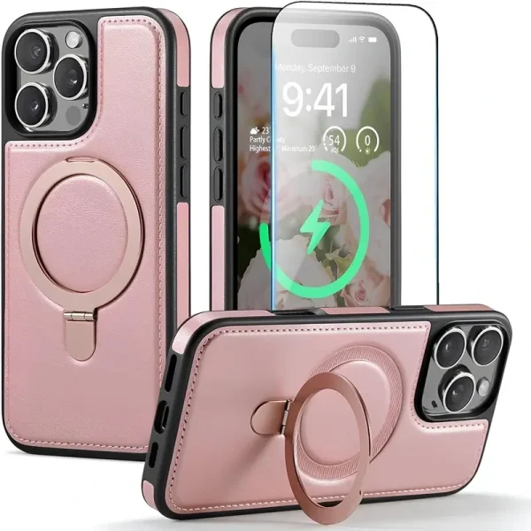 iPhone 16 Pro Max Kılıf ve Standı Magsafe Slim PU Deri