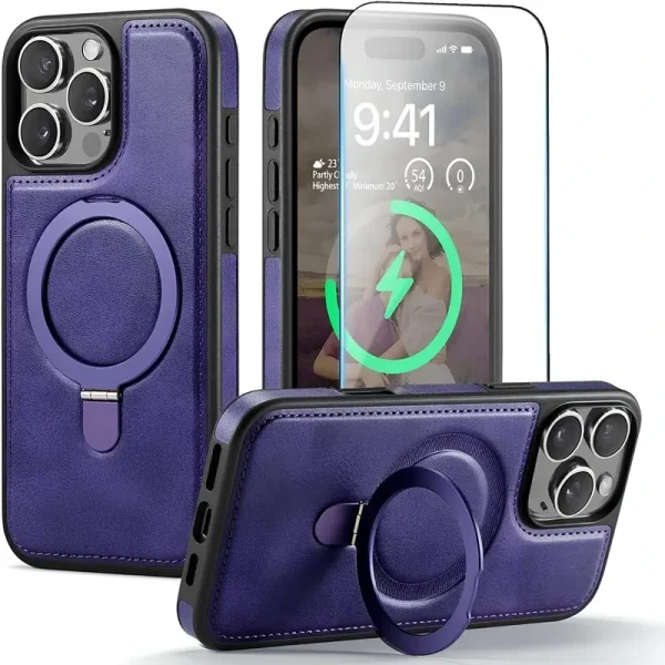 iPhone 16 Pro Max Kılıf ve Standı Magsafe Slim PU Deri