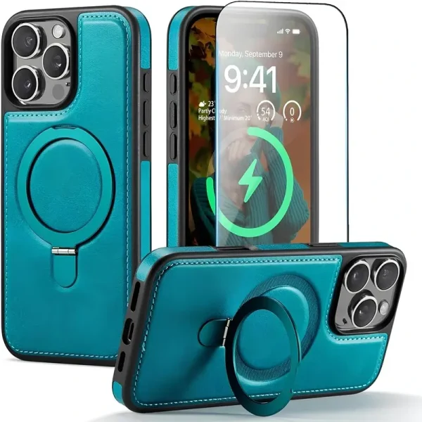 iPhone 16 Pro Max Kılıf ve Standı Magsafe Slim PU Deri