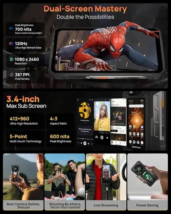 Ulefone Armor 33 Pro 5G AI Rugged Akıllı Telefon Çift Ekran 32 GB + 512 GB