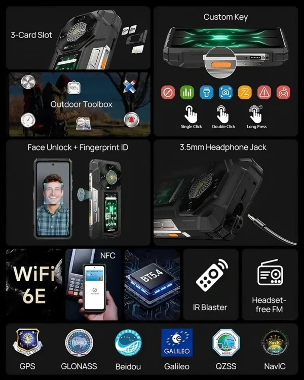 Ulefone Armor 33 Pro 5G AI Rugged Akıllı Telefon Çift Ekran 32 GB + 512 GB