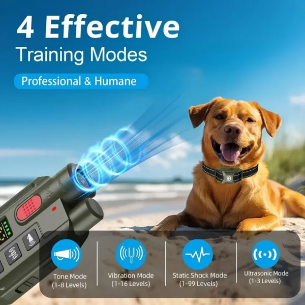 Uzaktan Kumandalı Köpek Şok Tasması 3300 ft Menzilli, Su Geçirmez ve Şarj Edilebilir, Ayarlanabilir Bip, Şok, Titreşim ve Ultrasonik Modlar, İtaat ve Davranış Kontrolü için Köpek Eğitim Tasması