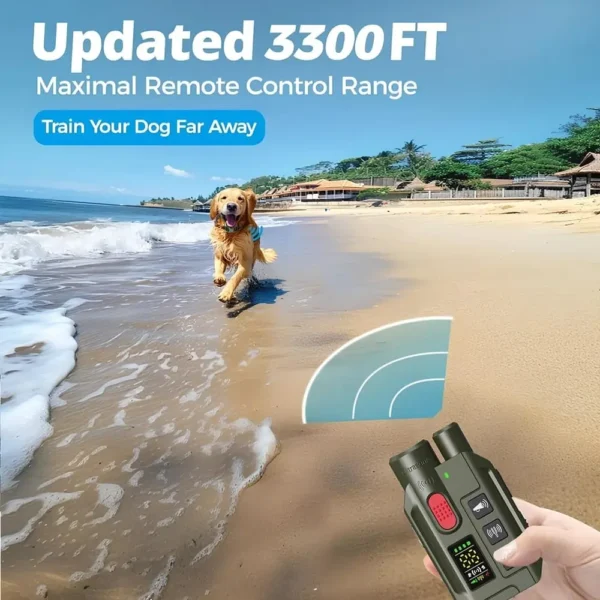 Uzaktan Kumandalı Köpek Şok Tasması 3300 ft Menzilli, Su Geçirmez ve Şarj Edilebilir, Ayarlanabilir Bip, Şok, Titreşim ve Ultrasonik Modlar, İtaat ve Davranış Kontrolü için Köpek Eğitim Tasması