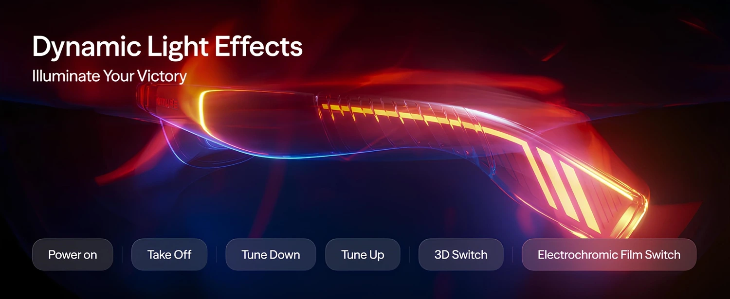 “VITURE Luma Pro XR Gözlük – Dinamik Işık Efektleri, Programlanabilir RGB Aydınlatma ve Elektrokromik Film Desteğiyle Eşsiz Tasarım.”