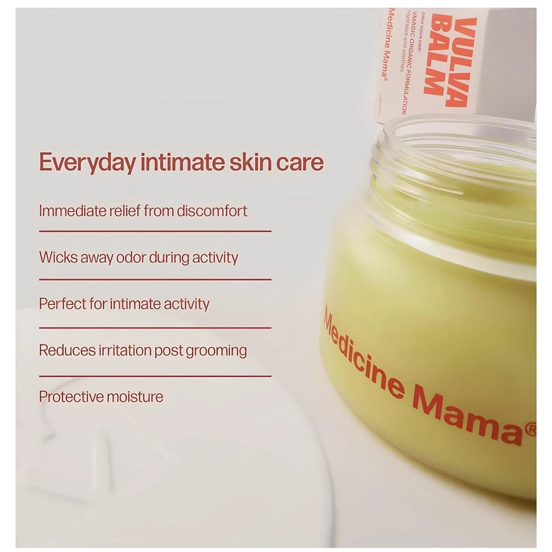 teknobin-media-product-vulmabal-medicini-mama_7646 Medicine Mama Organik Vulva Balsamı VMAGIC – Mahrem Cilt Bakımı, Menopoz Desteği – Kadınlarda Kuruluk, Kaşıntı ve Tahrişi Giderir – Kadınlar İçin Hormon İçermeyen Vajinal Nemlendirici – 56 ml