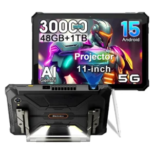 Blackview Active 12 Pro 5G — 30000 mAh batarya, 48GB RAM + 1TB depolama, Android 15, 11 inç projeksiyon özellikli dayanıklı tablet — Teknobin