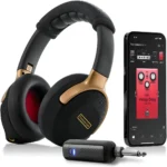 Positive Grid Spark NEO kablosuz gitar kulaklık seti ve AI uygulama ekranı