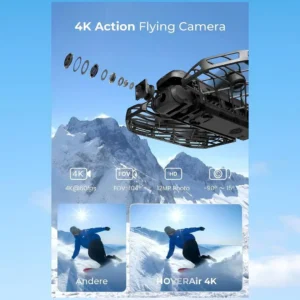 4K @ 60 fps video, 12 MP fotoğraf ve 104° geniş açıyla profesyonel havadan çekimler. −90° ile +15° kamera eğim kontrolü sayesinde her açıdan net görüntü.