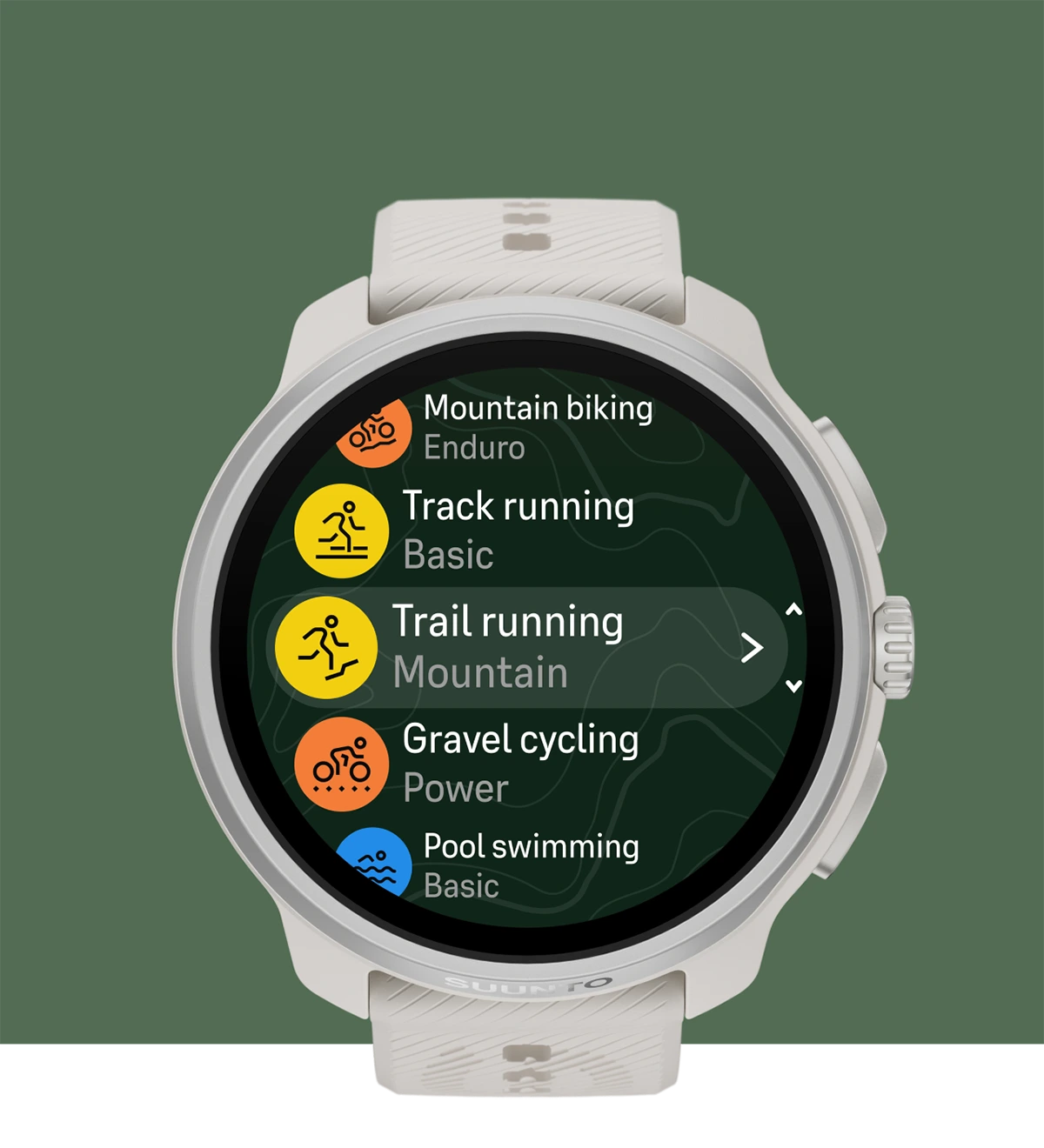 Harekete geçin ve her mevsimde macera yaşayın. 115'ten fazla spor moduyla Race 2, patika koşusu, kros kayağı, dağ bisikleti ve açık su yüzmede size eşlik edecek. En sevdiğiniz spor ne olursa olsun, yeni donanım ve güncellenmiş algoritmalar mümkün olan en iyi doğruluğu sağlayarak her zaman doğru antrenman bölgesinde kalmanızı ve nerede olursanız olun antrenman yükünüz hakkında daha doğru bilgiler edinmenizi sağlar.