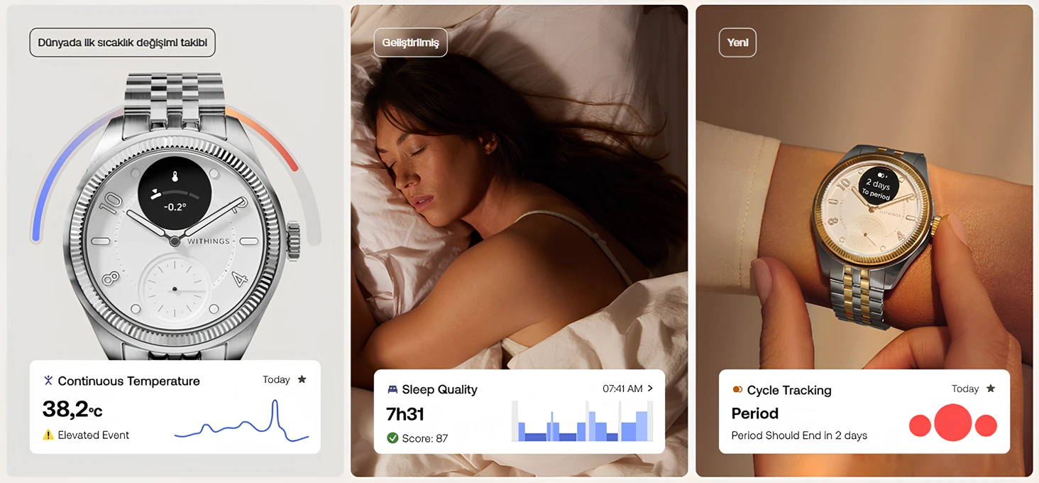 Yeni algoritmamızla yeniden tasarlanan ScanWatch Nova Brilliant, her zamankinden daha fazla sizinle uyumlu hale geliyor; sağlığınızı her aşamada anlamanıza ve iyileştirmenize yardımcı olmak için daha derin içgörüler ve kişiselleştirilmiş destek sunuyor.