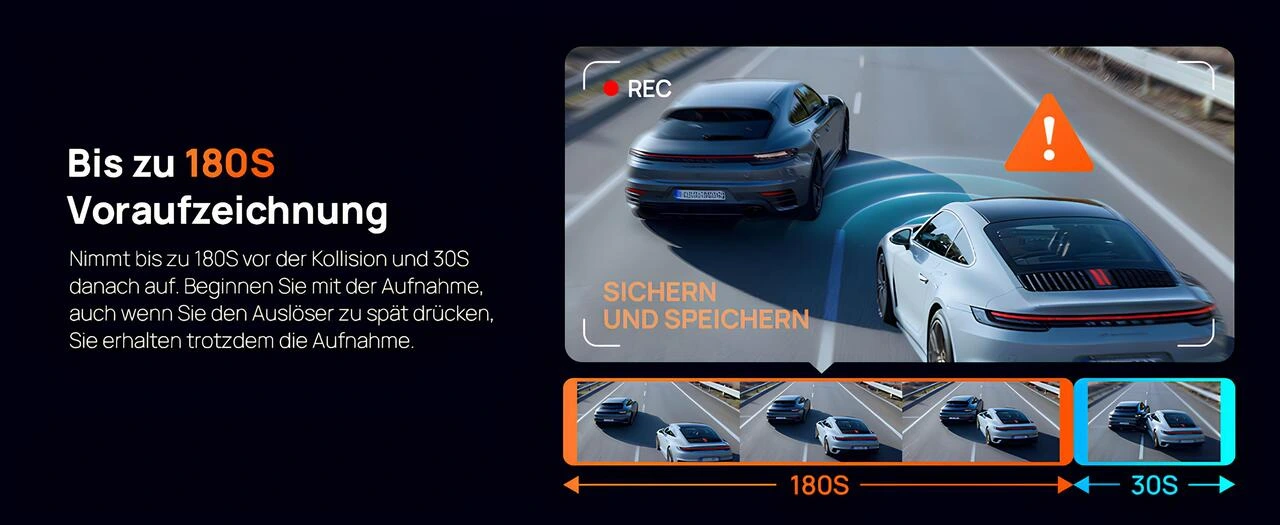 70mai T800E 180 sn ön kayıt, çarpışma öncesi/sonrası kaydetme