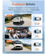 70mai T800E 4K 2160P Ön 1080P Arka ve 1080P İç Kamera Üçlü Kayıt Modu