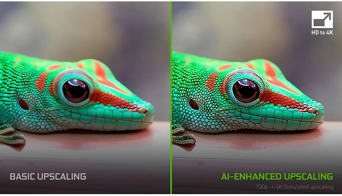 Nvidia Shield TV Pro yapay zeka destekli görüntü yükseltme karşılaştırması