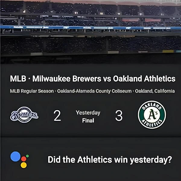 Nvidia Shield TV Pro Google Asistan ile spor maç sonucu sorgulama ekranı