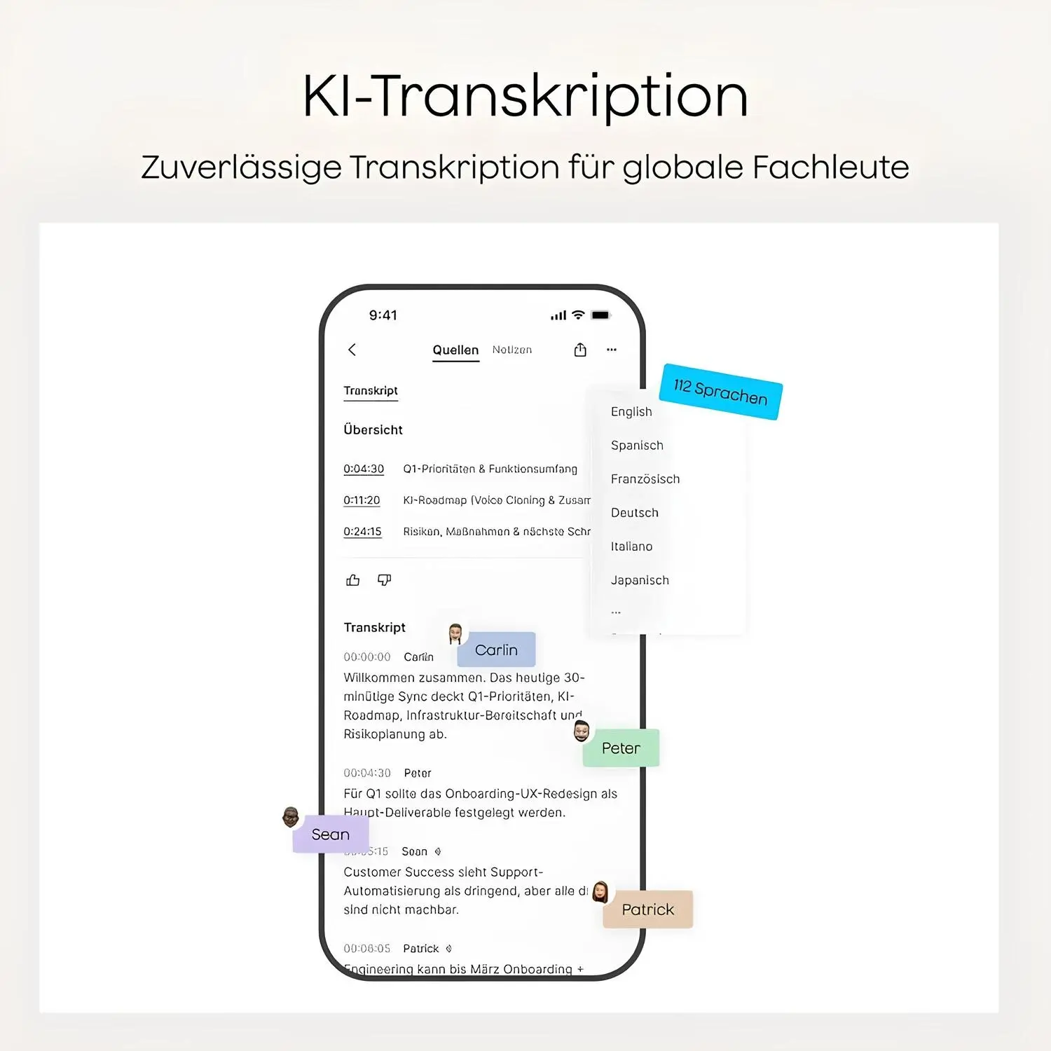 plaud-notepin-s-yapay-zeka-diktasyon-ve-ses-kayit-cihazi-2026-teknobincom-6 Plaud NotePin S çok dilli yapay zeka ses transkripsiyon özelliği mobil uygulama ekranı
