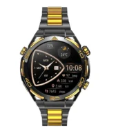 Blackview W90 Pro 1.43" HD AMOLED ekranlı GPS destekli akıllı saat, siyah-gold çelik bilezik tasarım