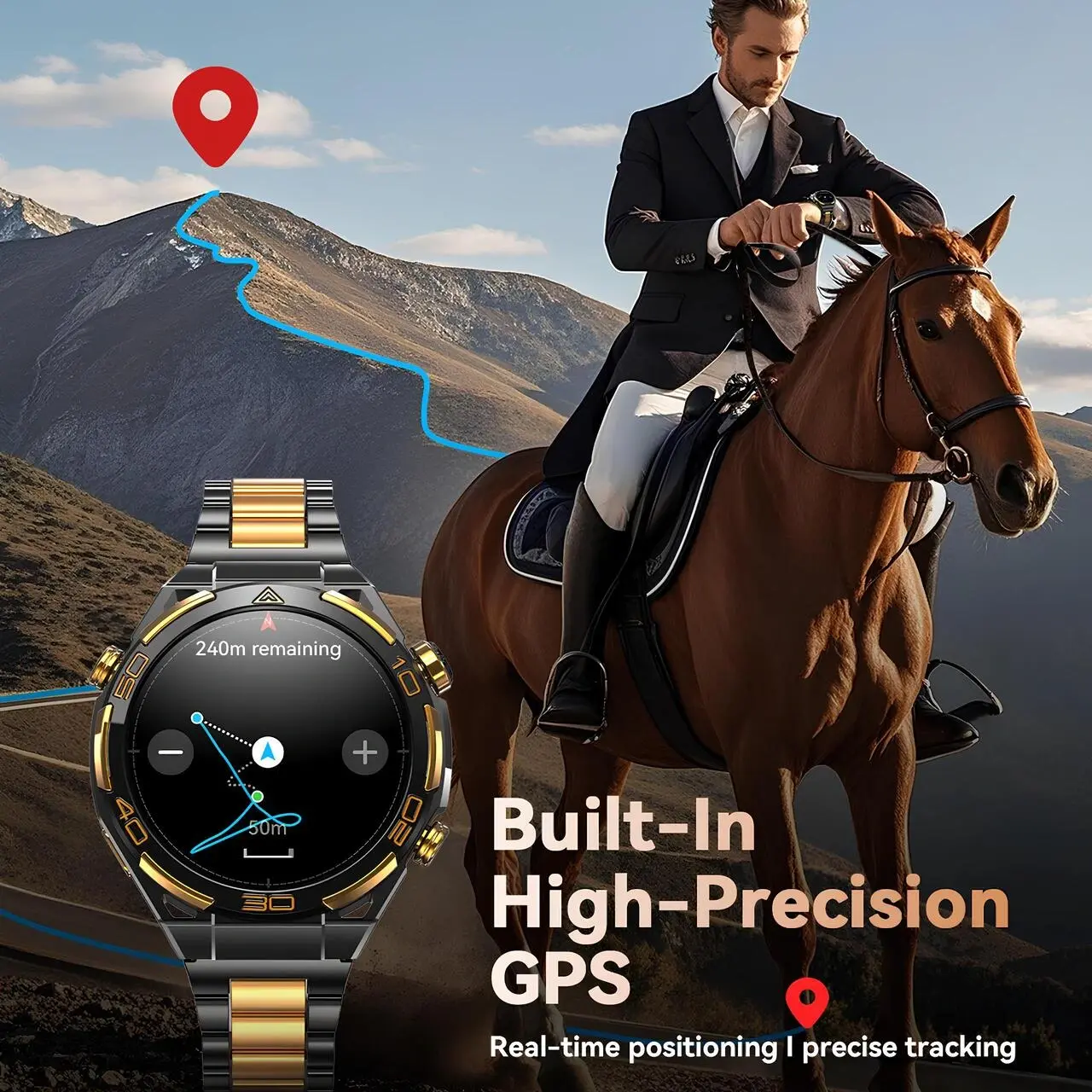 Blackview W90 Pro dahili yüksek hassasiyetli GPS özelliği ile gerçek zamanlı konum takibi sunan spor akıllı saat