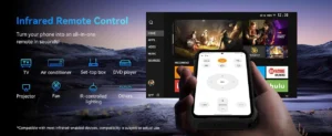 Kızılötesi uzaktan kumanda özelliği ile TV ve ev cihazlarını kontrol eden telefon ekranı