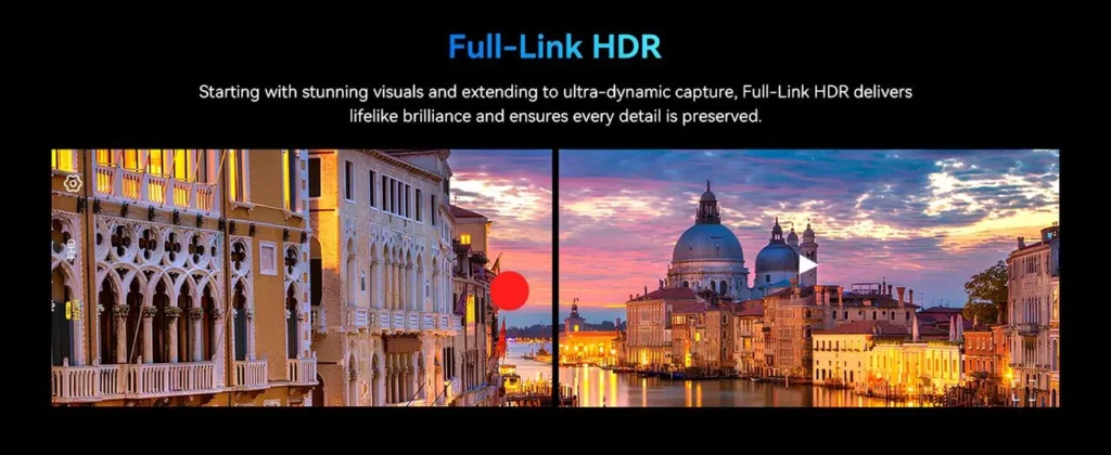 Full-Link HDR kamera karşılaştırmalı şehir manzarası çekim örneği