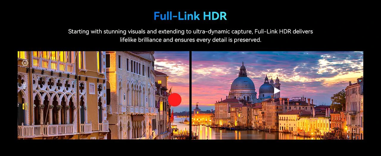 Full-Link HDR kamera karşılaştırmalı şehir manzarası çekim örneği