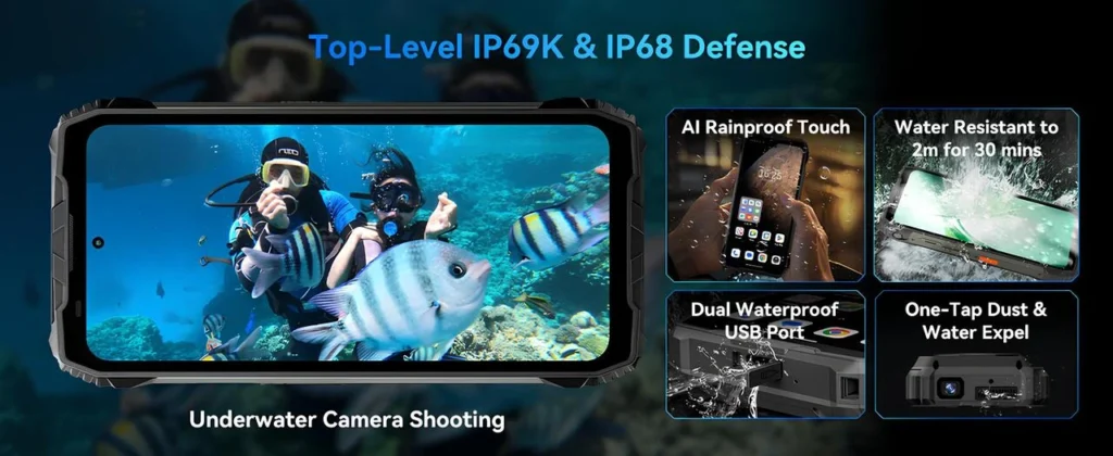 IP69K ve IP68 korumalı, su altında çekim yapabilen dayanıklı akıllı telefon